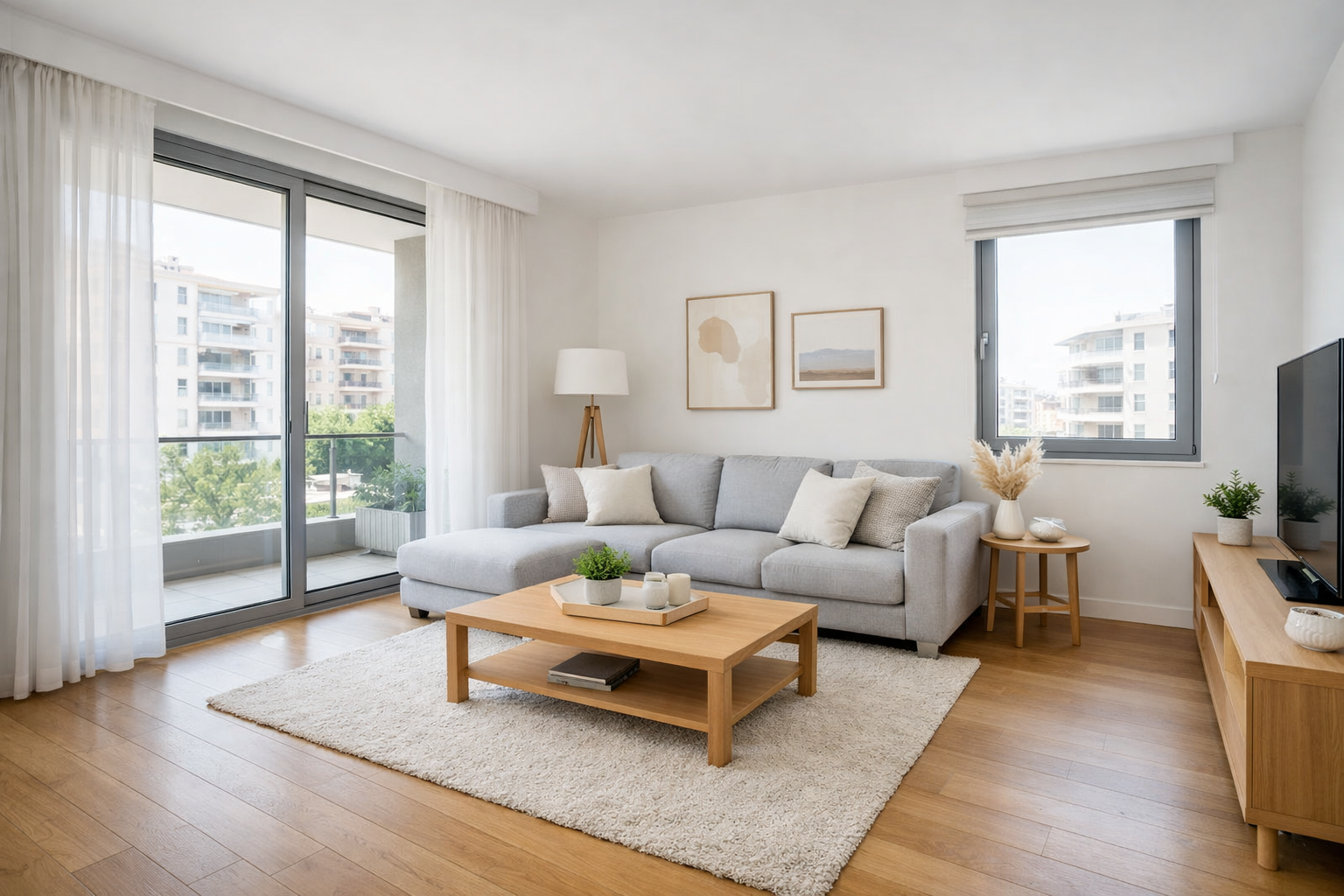 Gün ışığı alan bir oturma odası kadrajı